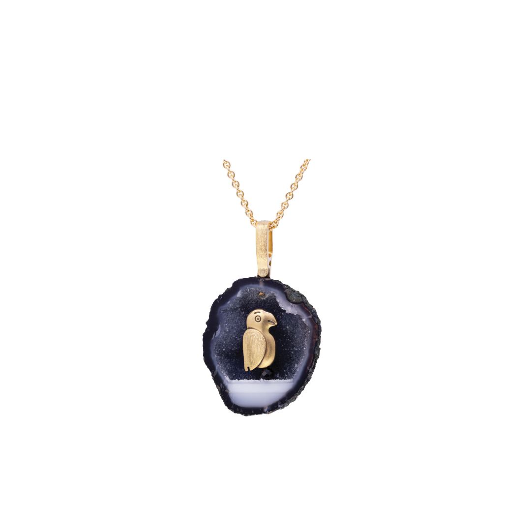 Fable Animal Pendant Necklace with Tobasco Geode