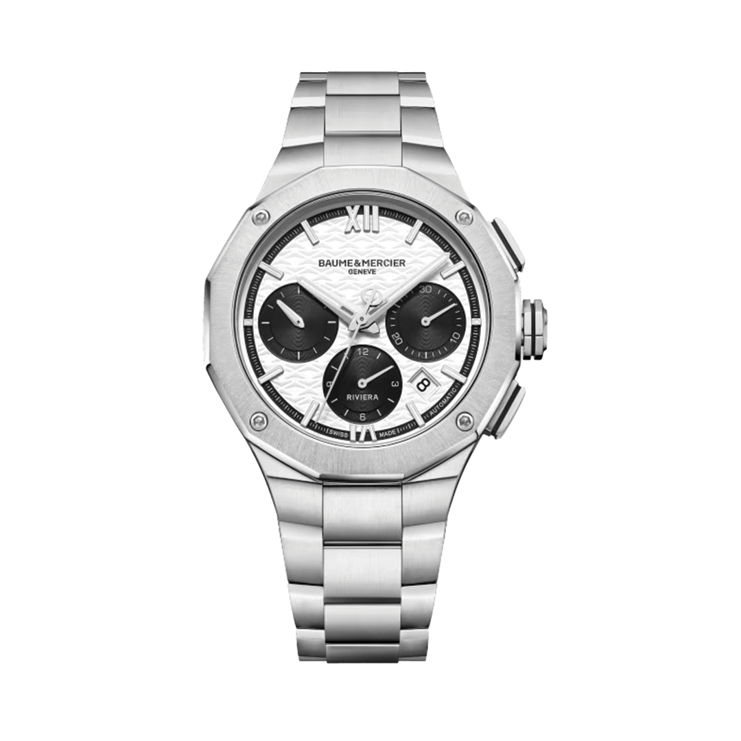 41mm Riviera Chronograph Watch with White Waves Dial