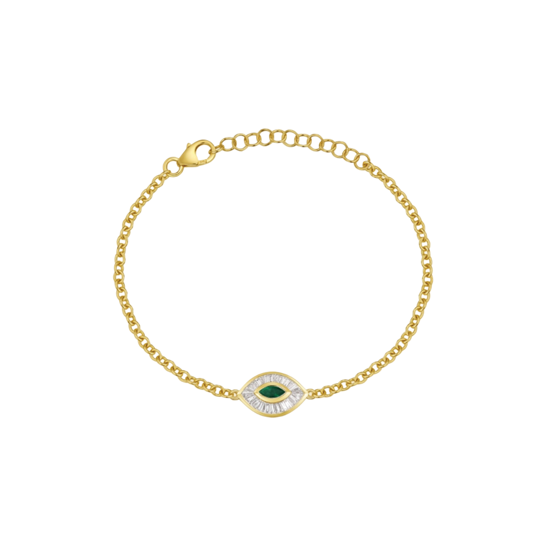 Emerald and Diamond Evil Eye Bracelet