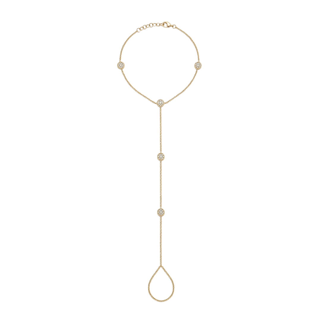 Cable Chain and Diamond Station Hand Bracelet