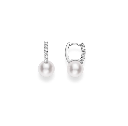 Mikimoto Classic Pearl & Diamond Hoops