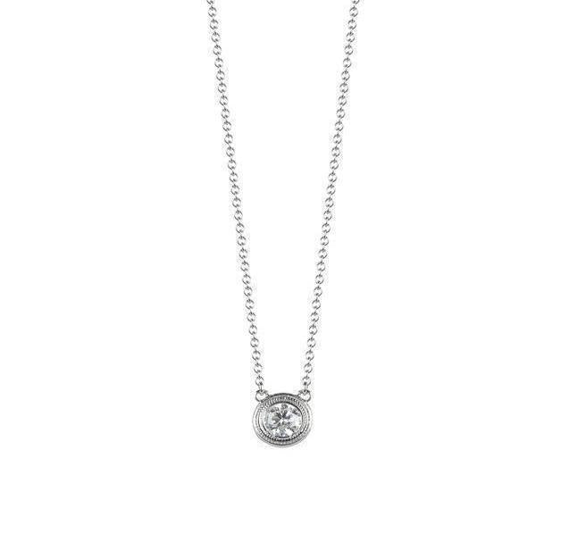 Bezel Set Diamond Necklace in White Gold