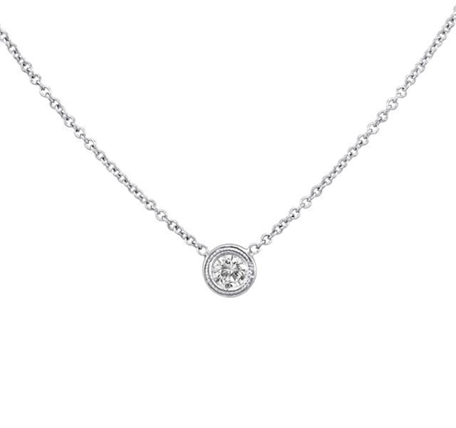 Bezel Set Diamond Necklace in White Gold