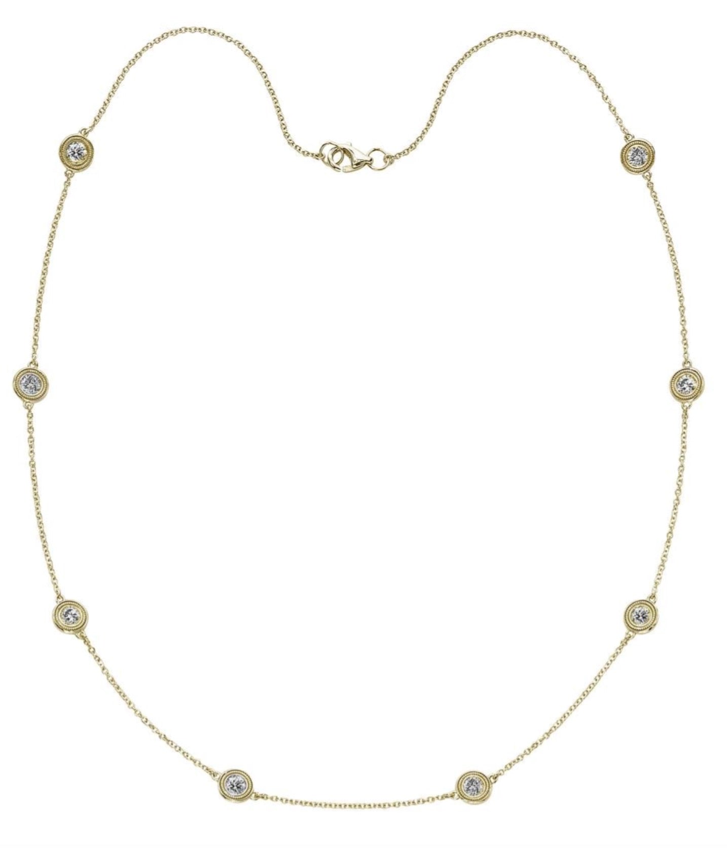 Eight Station Diamond Necklace in Yellow Gold