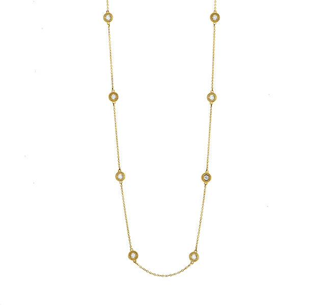 Eight Station Diamond Necklace in Yellow Gold