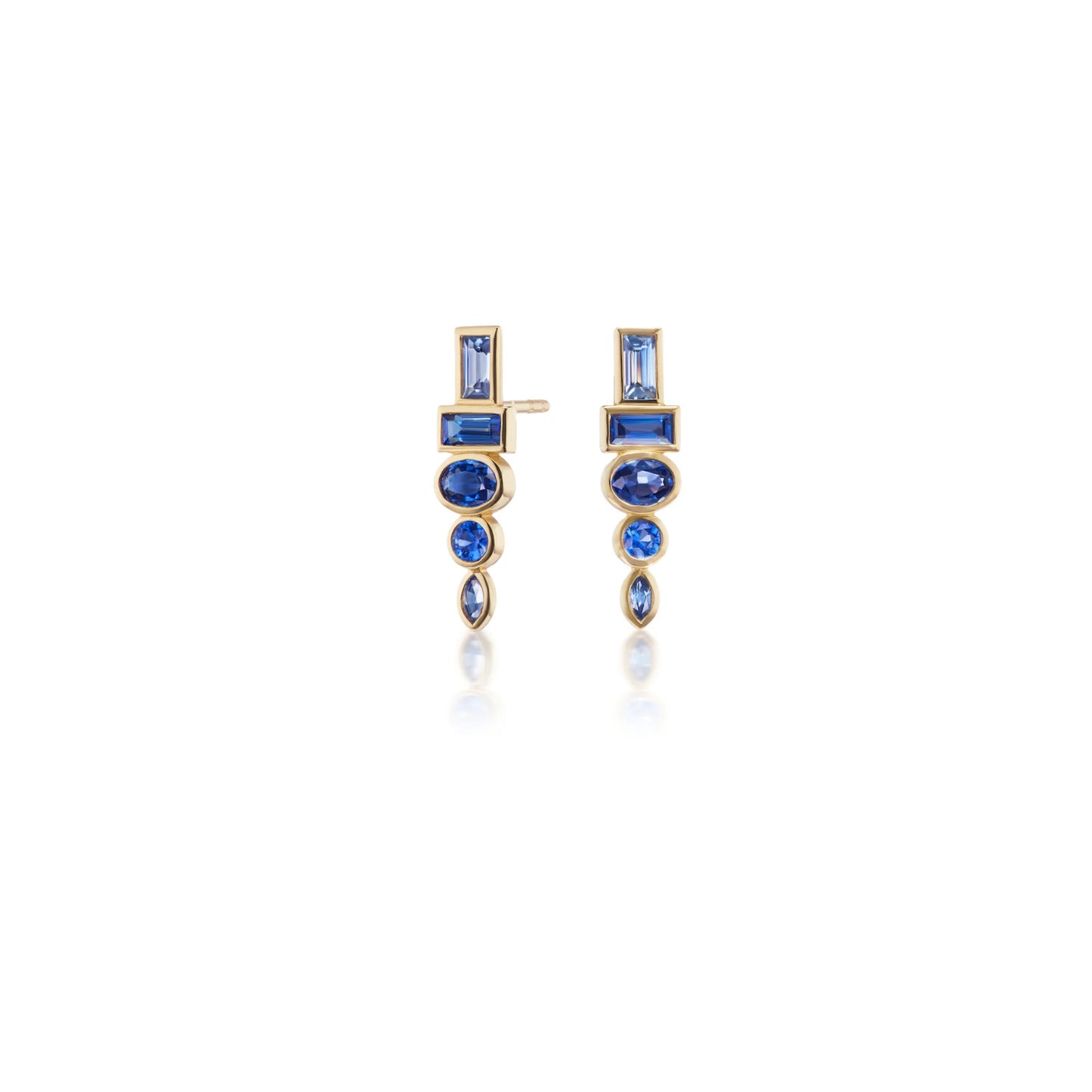 Totem Earrings with Mixed Shape Sapphires