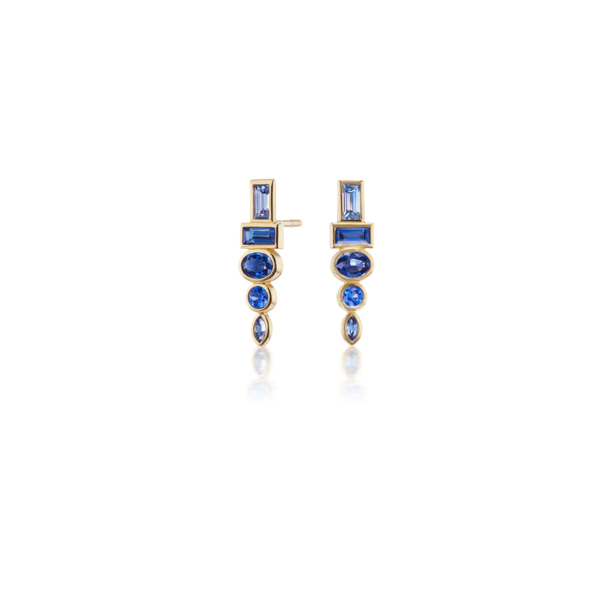 Totem Earrings with Mixed Shape Sapphires