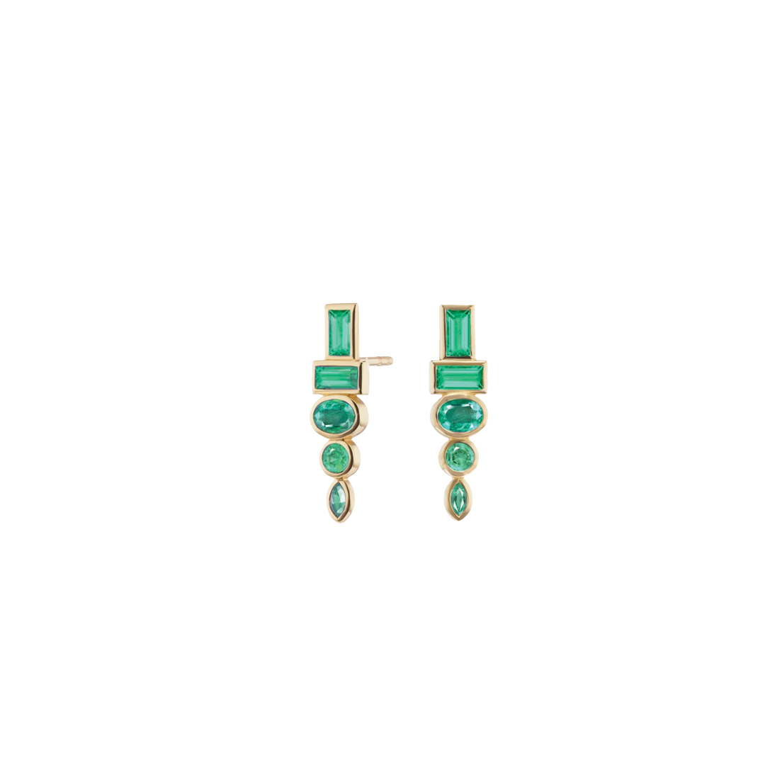 Emerald Totem Stud Earrings