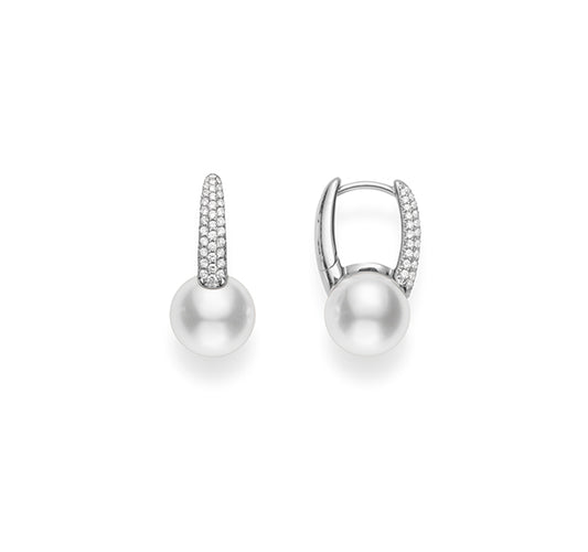 Mikimoto Classic Pearl & Diamond Hoops