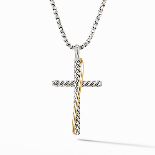 Crossover Cross Necklace with 18K Yellow Gold