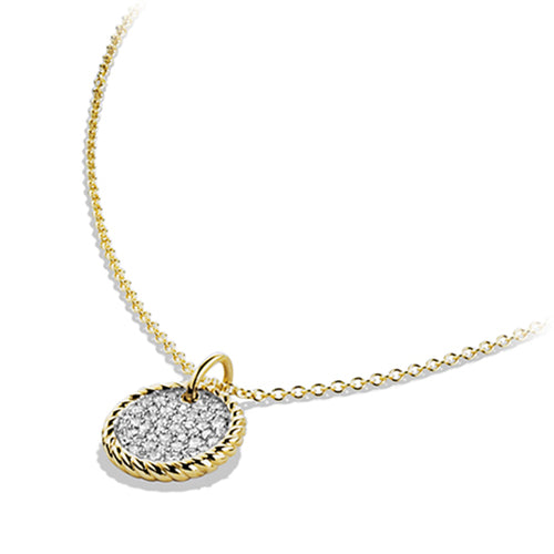 Cable Collectibles Pavé Charm Necklace with Diamonds in 18K Gold