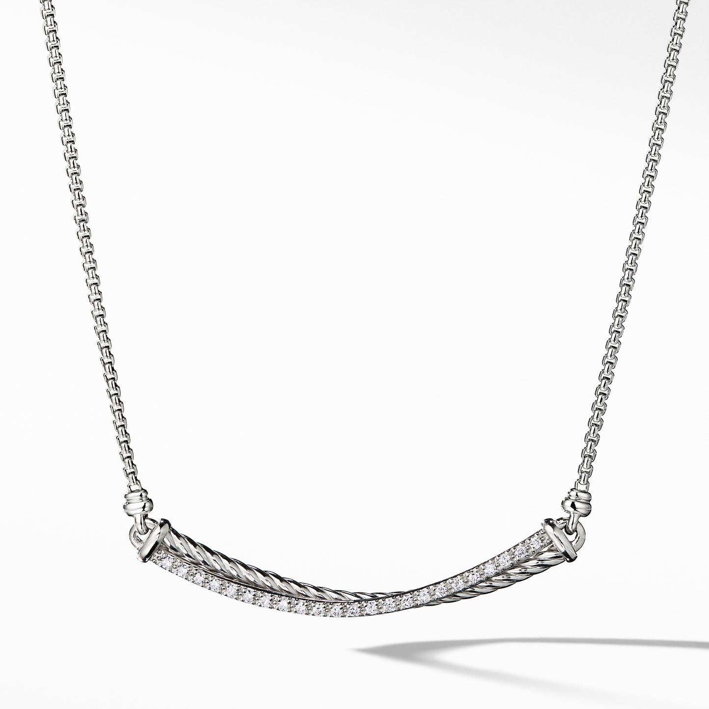 Crossover Bar Necklace with Diamonds