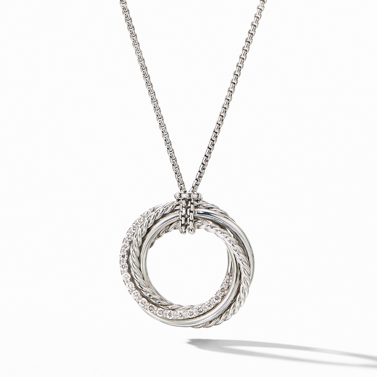 Crossover Pendant Necklace with Diamonds