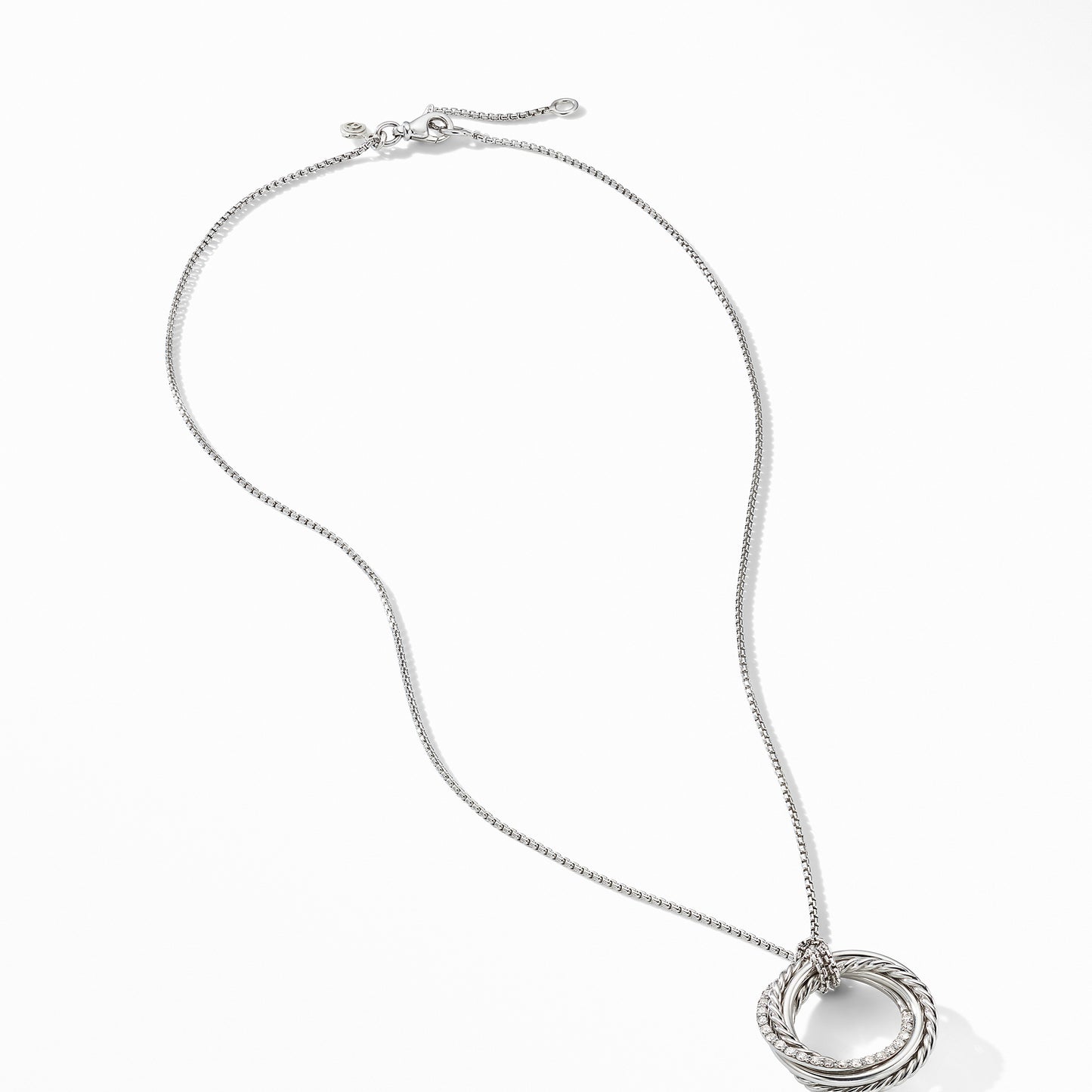 Crossover Pendant Necklace with Diamonds