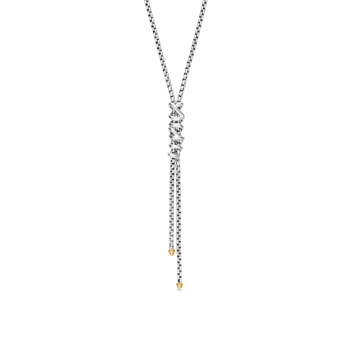 Helena Y Necklace in Sterling Silver with 18K Yellow Gold with Diamonds
