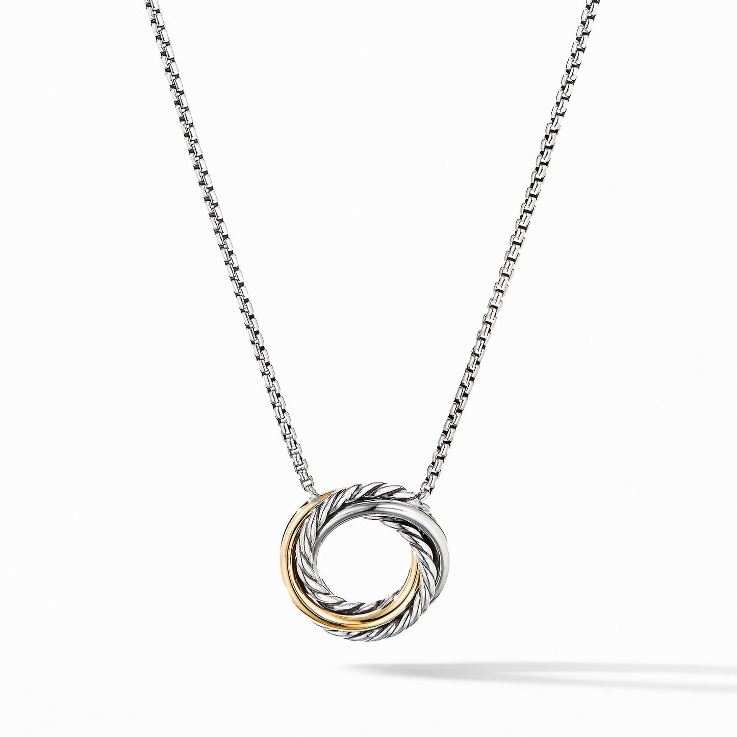 Crossover Mini Pendant Necklace with 18K Yellow Gold