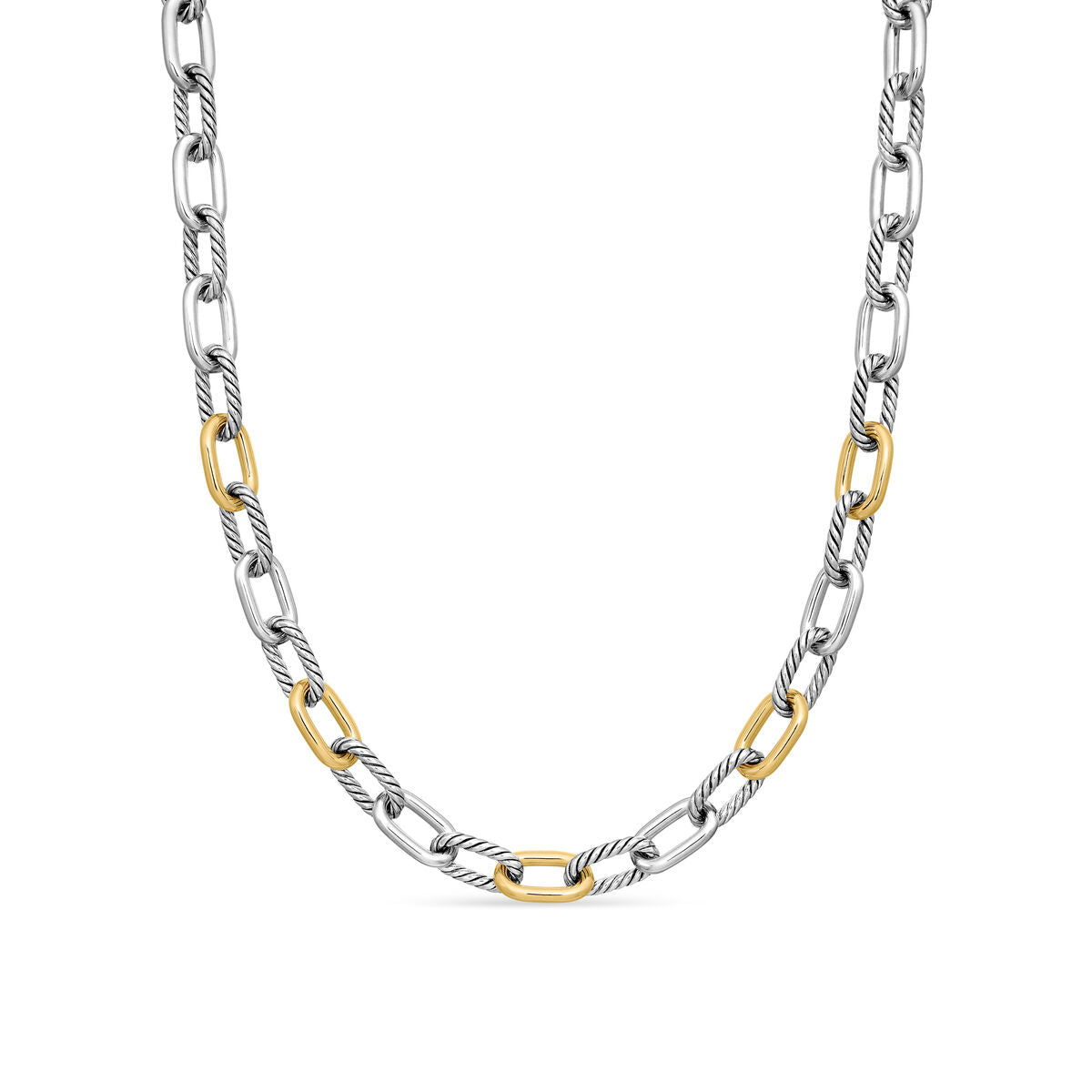 DY Madison® Chain Necklace in Sterling Silver with 18K Yellow Gold, 11mm