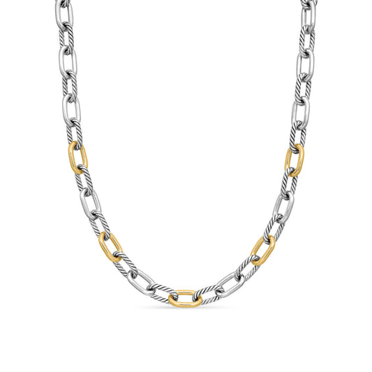 DY Madison® Chain Necklace in Sterling Silver with 18K Yellow Gold, 11mm