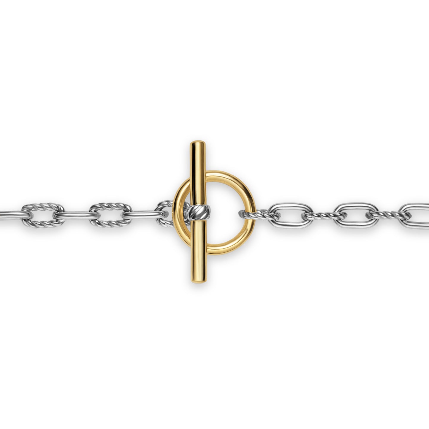 DY Madison® Toggle Chain Necklace in Sterling Silver with 18K Yellow Gold, 3mm