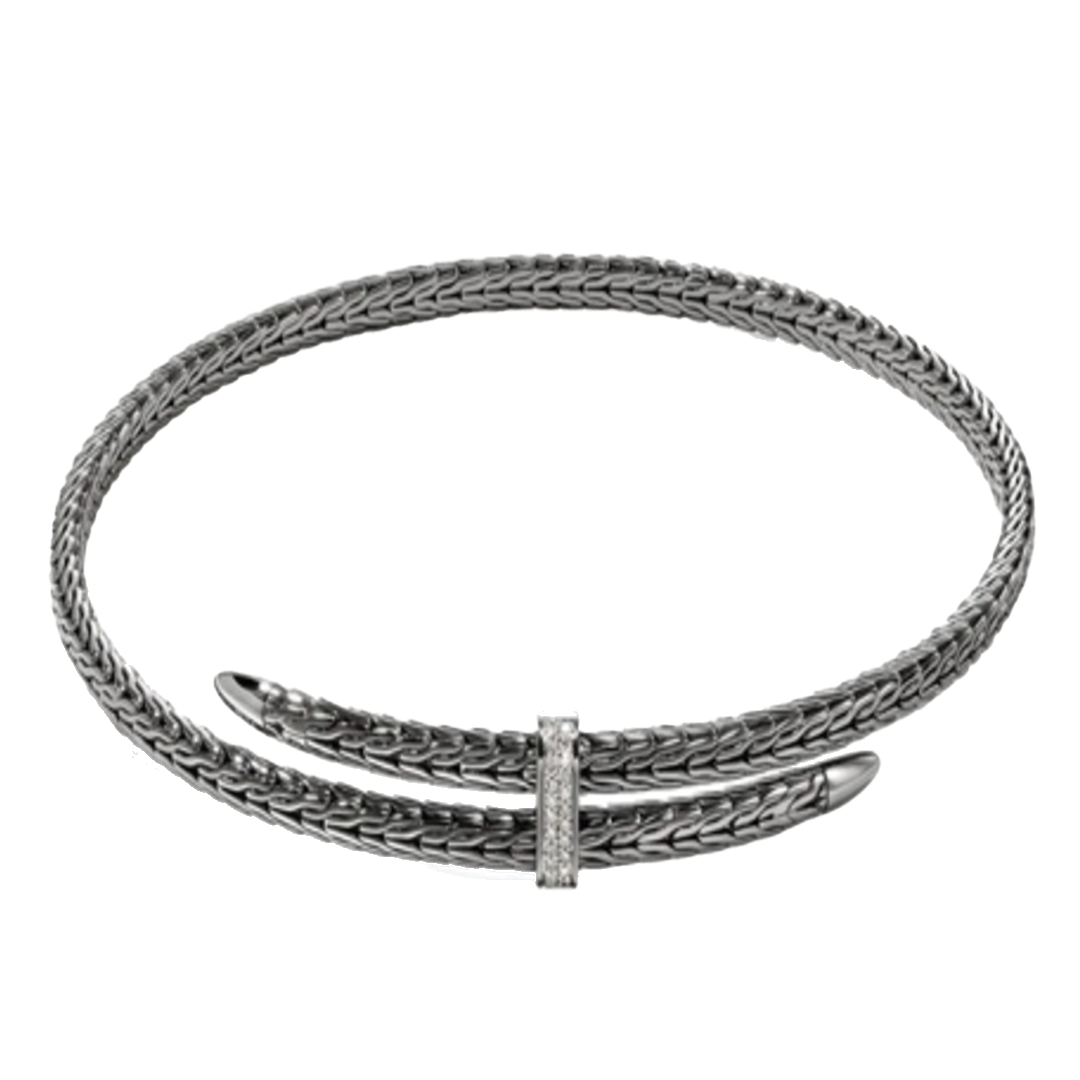 Dark Flexible Spear Choker Necklace with Diamonds