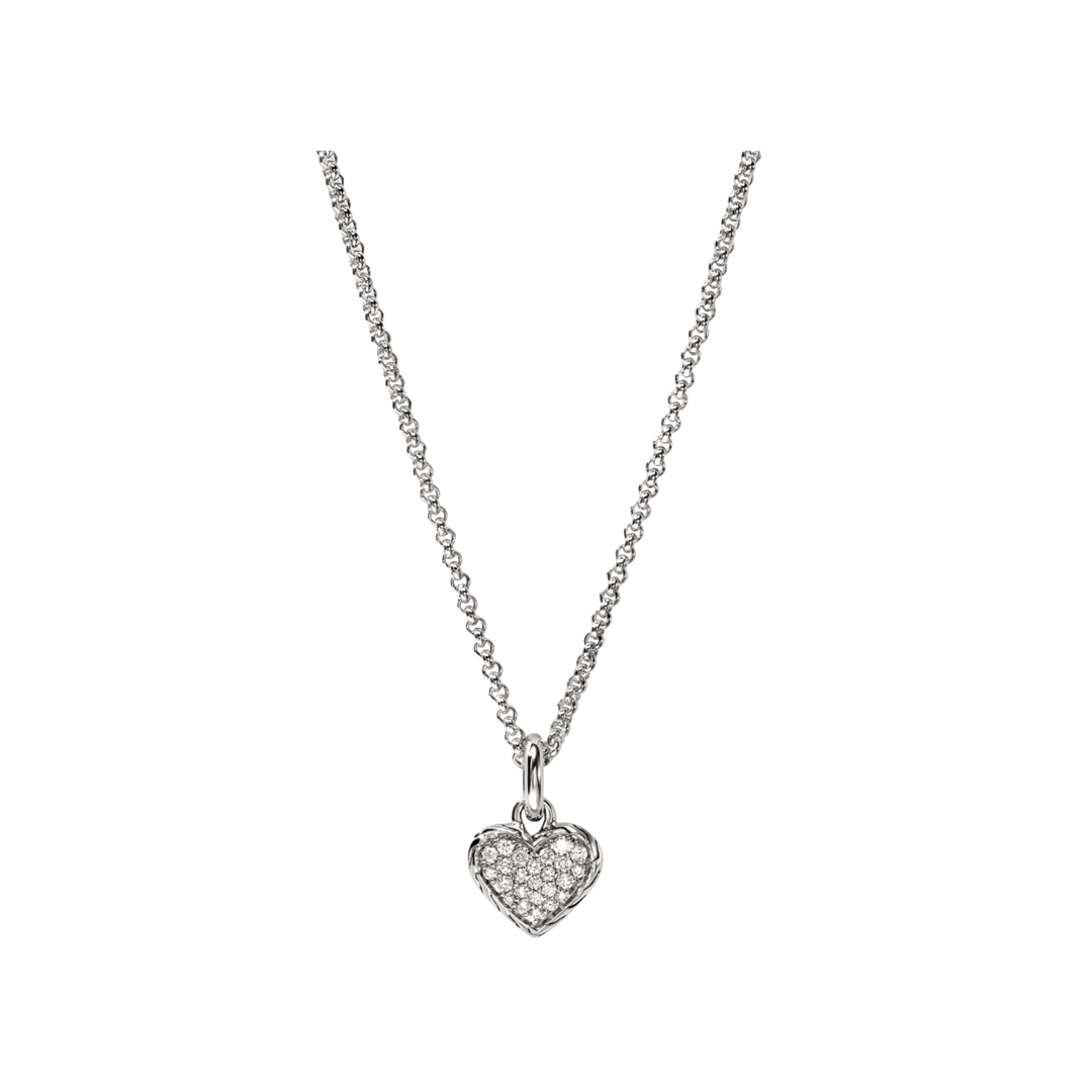 Sterling Silver and Diamond Heart Pendant Necklace