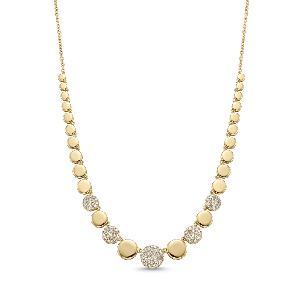 Alternating Diamond and Gold Bib Necklace