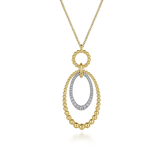 Diamond Circle Drop Beaded Pendant Necklace