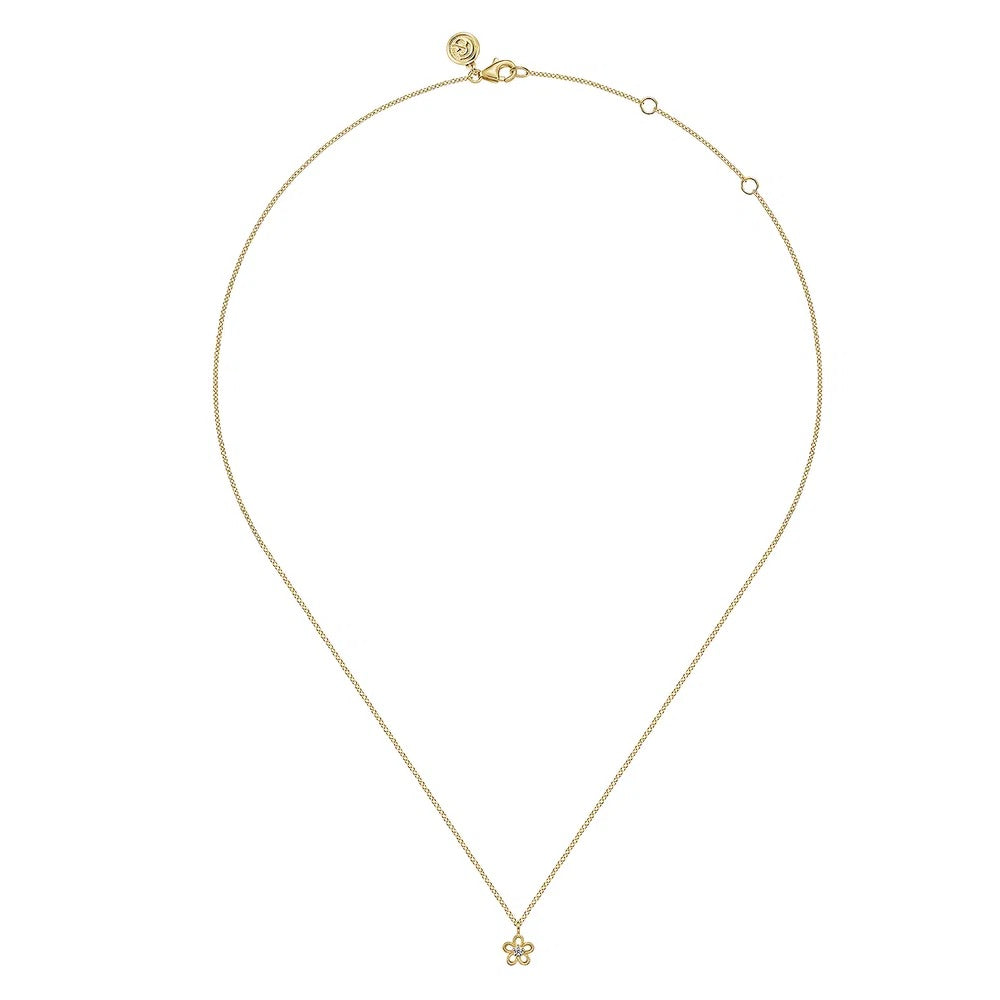 Gold Flower Drop Station Necklace