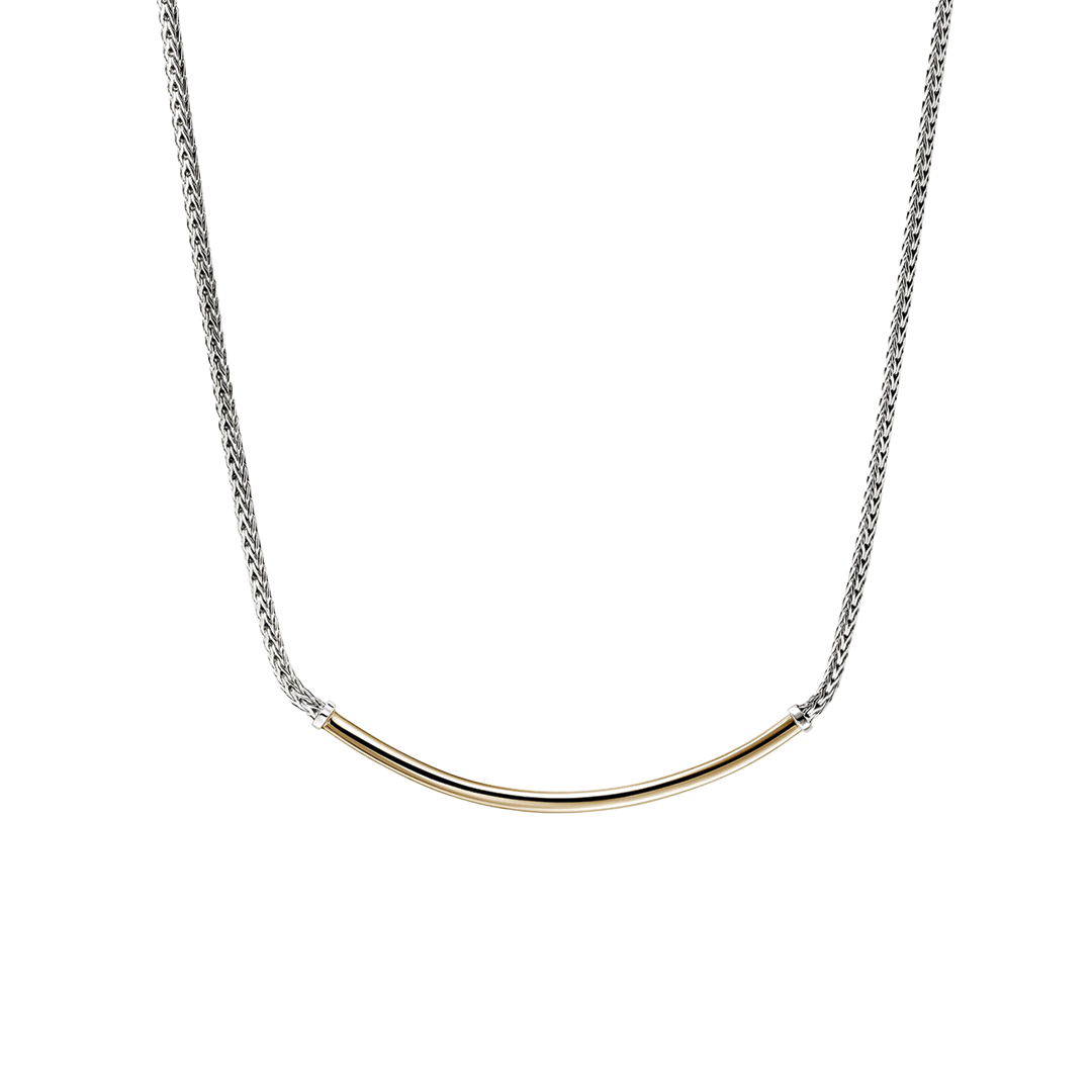 Mini Chain Necklace with Gold Bar