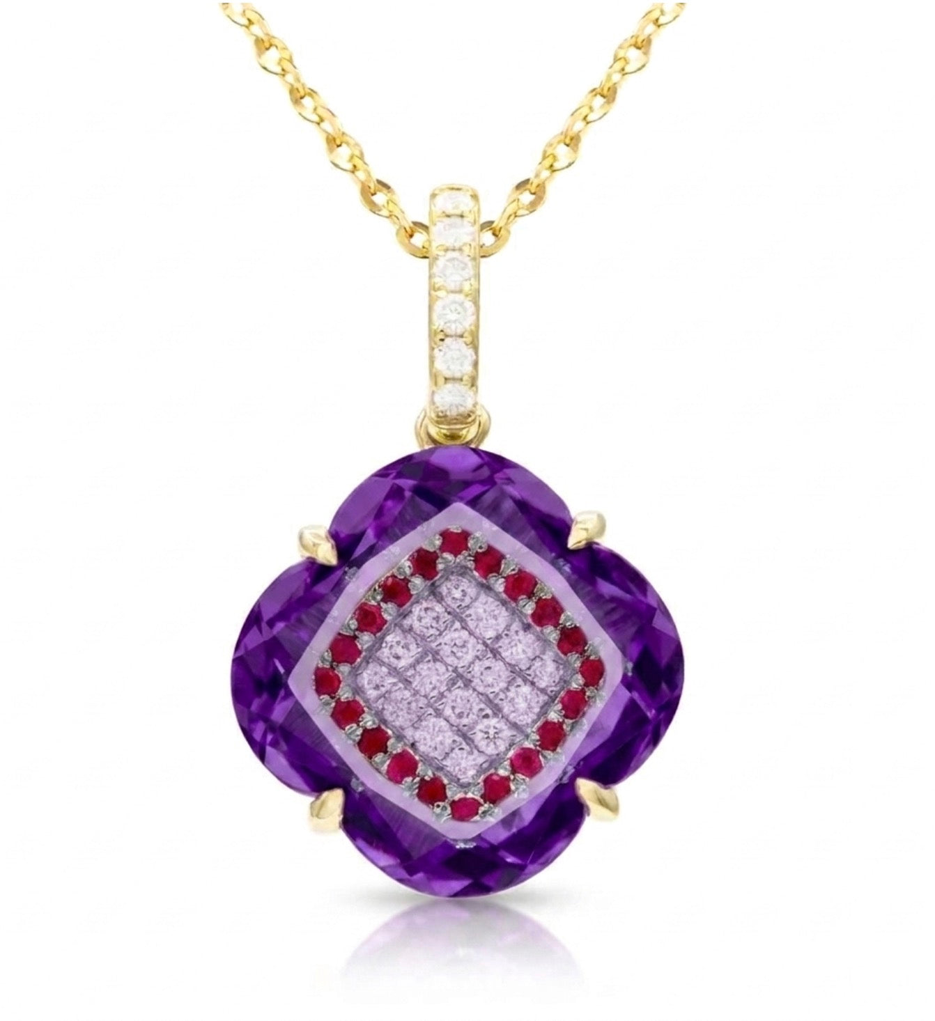 Amethyst and Ruby Necklace with Pave Diamonds