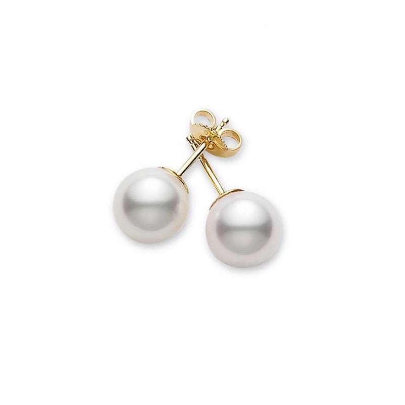6.5mm Akoya Pearl Stud Earrings with Yellow Gold