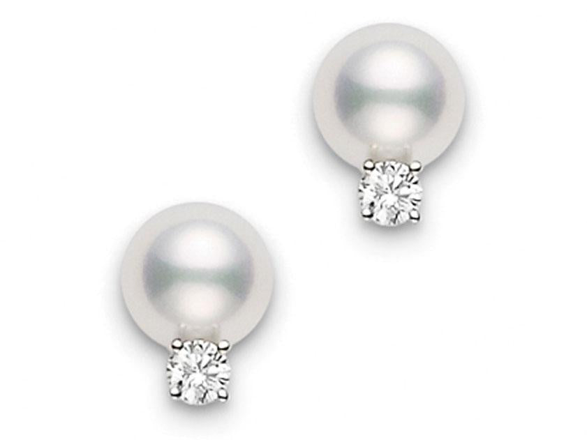 Akoya Pearl and Diamond Stud Earrings