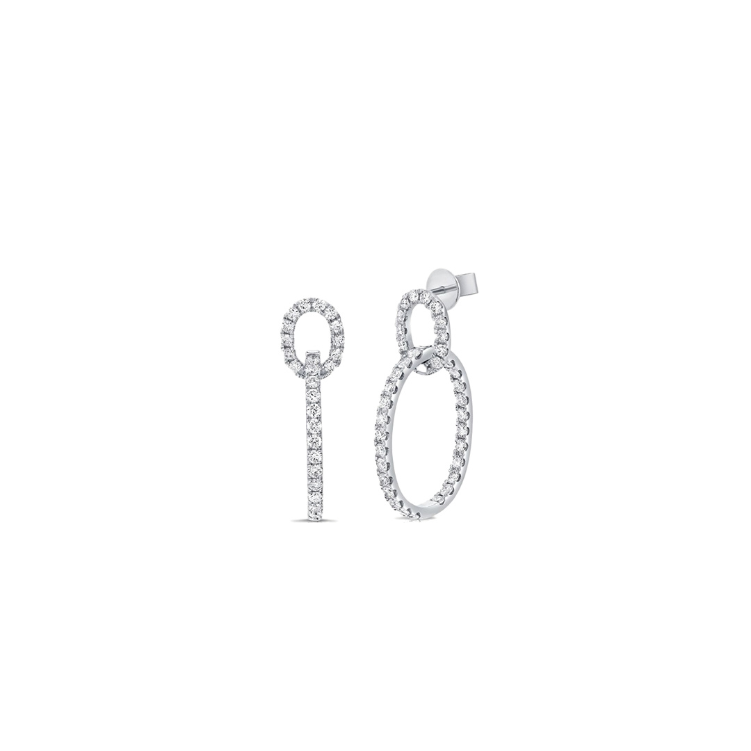 Oval Interlocking Diamond Drop Earrings