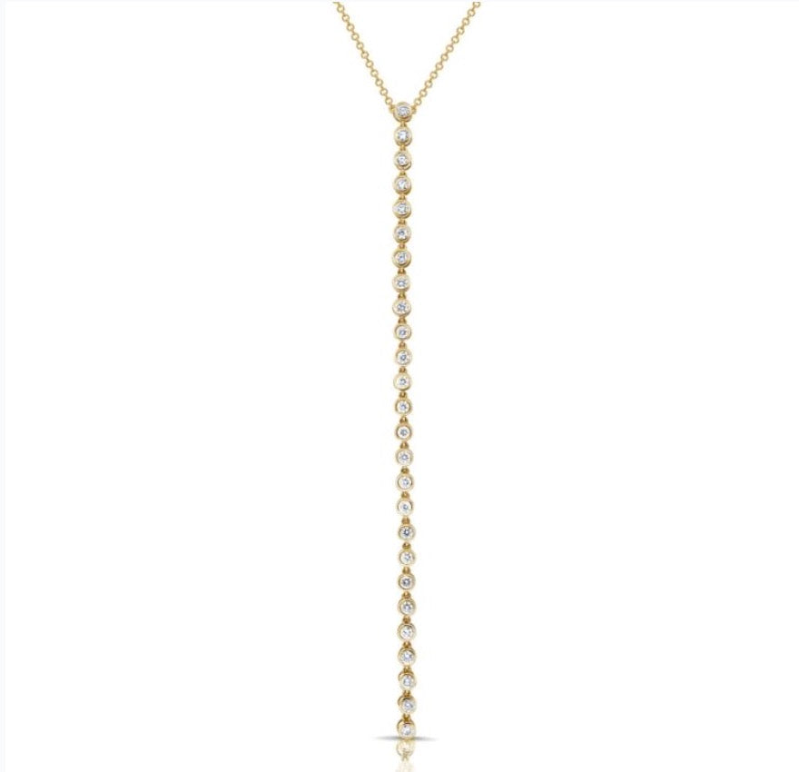 Diamond Drop Lariat Necklace in Yellow Gold