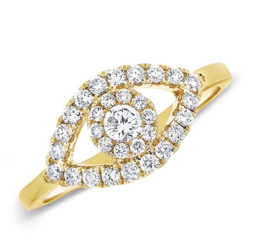 Evil Eye Ring with White Diamonds