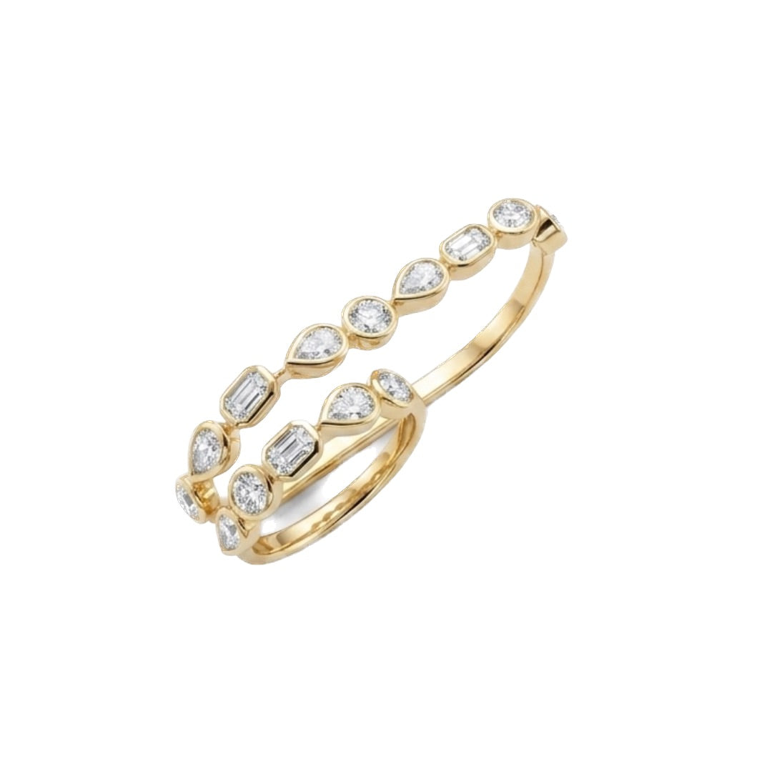 Double Finger Bezel Set Diamond Ring
