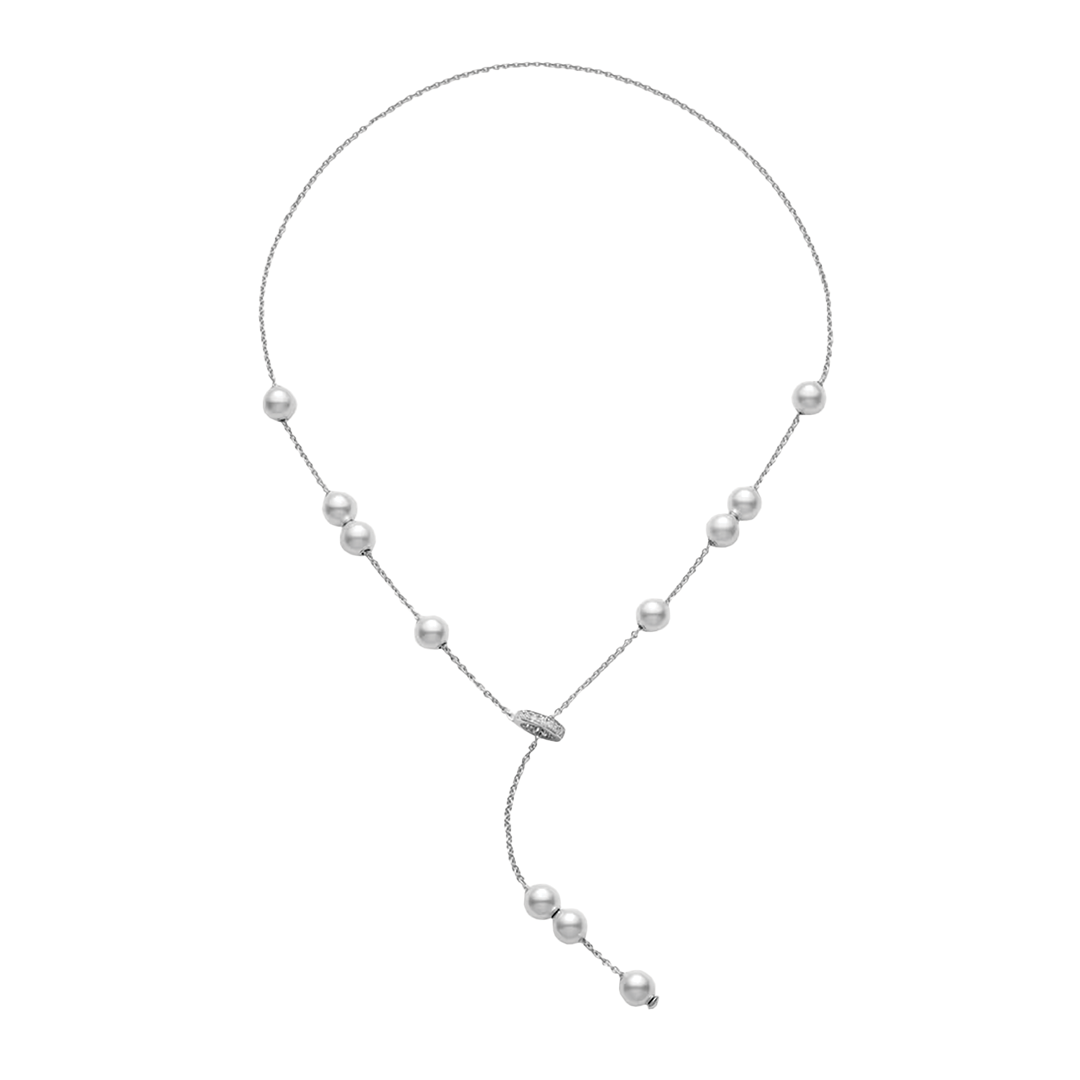 'Akoya' Cultured Pearl and Diamond Necklace