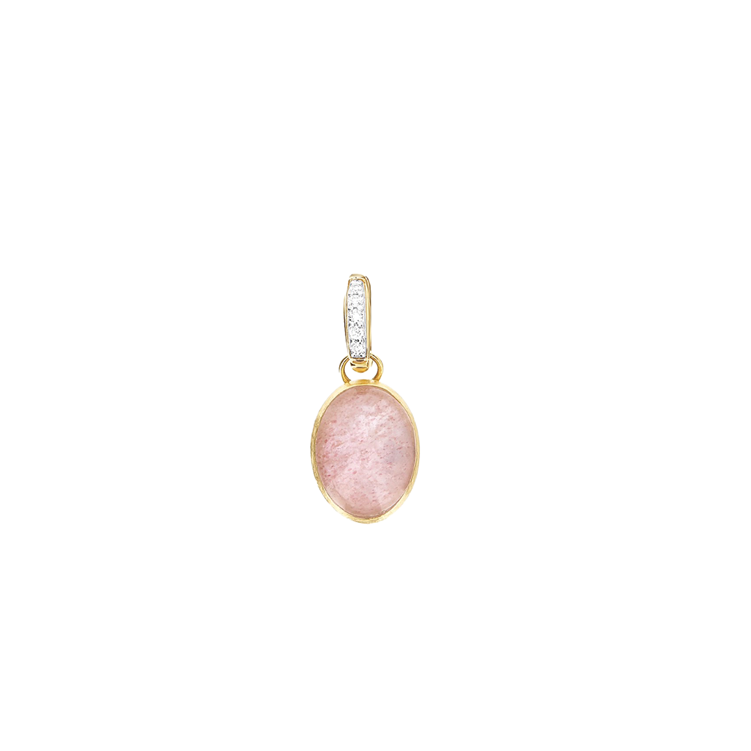 'Rosolio' Boules Doublet Charm with Mother-of-Pearl, Rock Crystal, Strawberry Quartz and Diamonds in 18K Yellow Gold