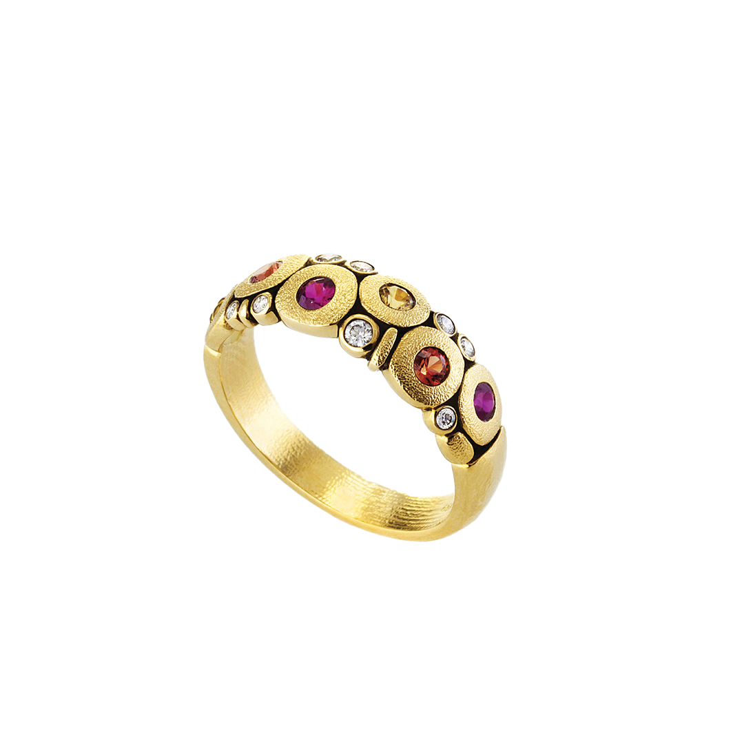 18k Gold Sapphire And Diamond Candy Dome Ring