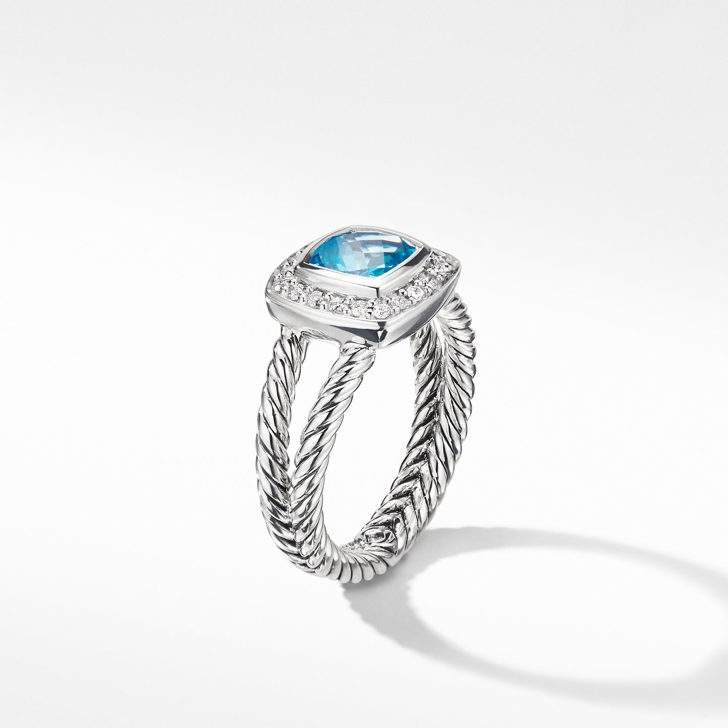 Petite Albion Ring with Blue Topaz and Diamonds