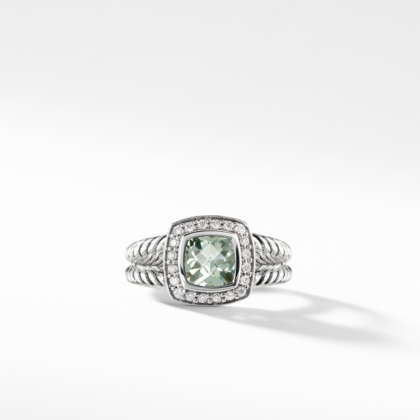 Petite Albion Ring with Prasiolite and Diamonds