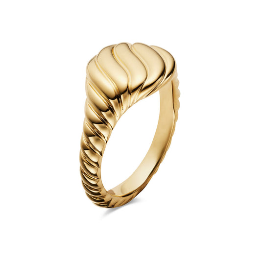 Sculpted Cable Pinky Ring in 18K Yellow Gold, 9.7mm