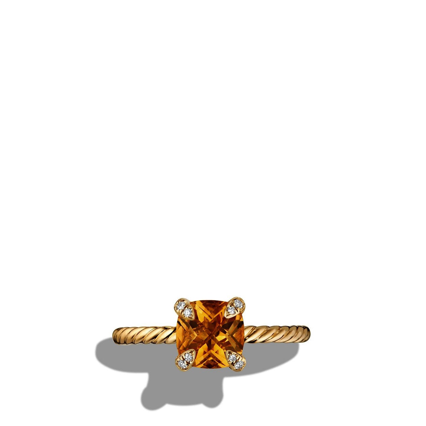 Ring with Citrine and Diamonds in 18K Gold