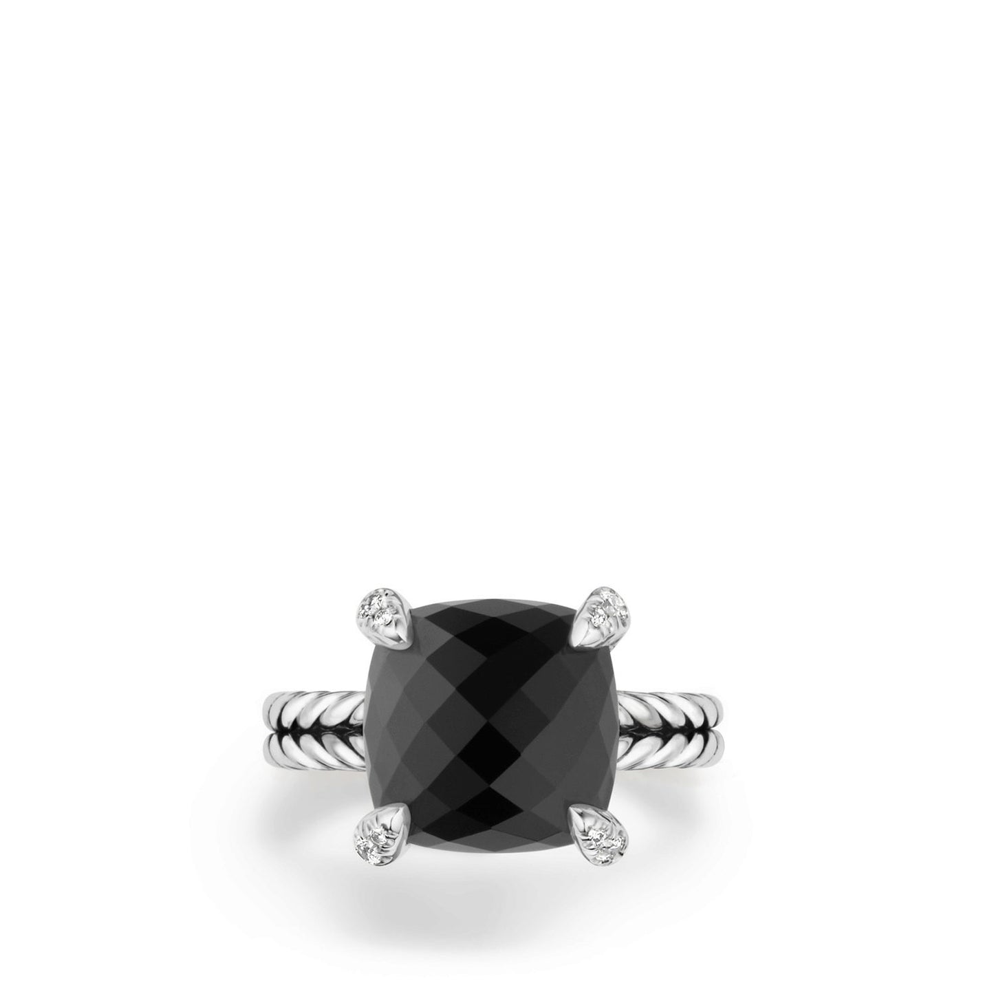 Chatelaine® Ring with Black Onyx and Diamonds, 11mm