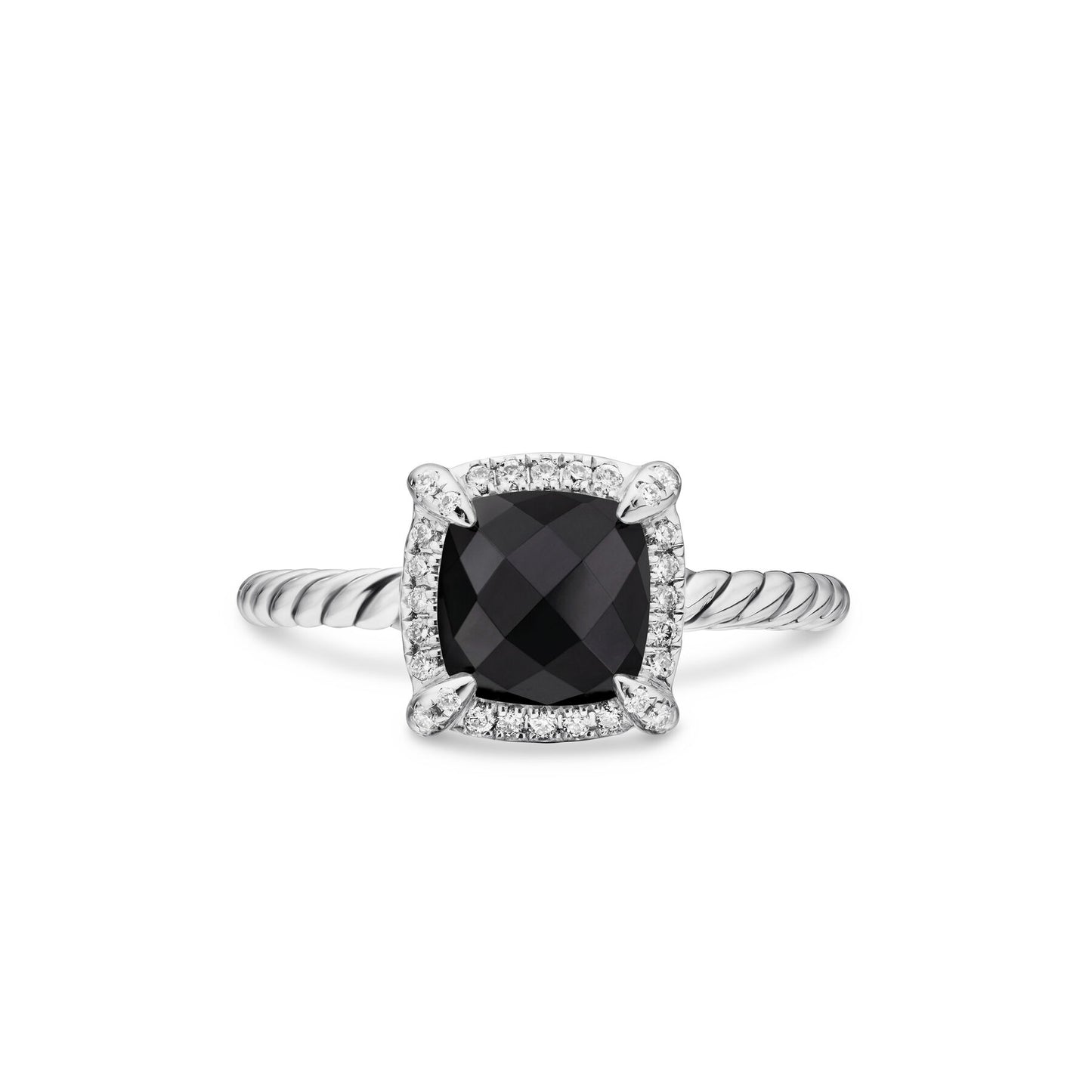 Petite Chatelaine® Pavé Bezel Ring with Black Onyx and Diamonds