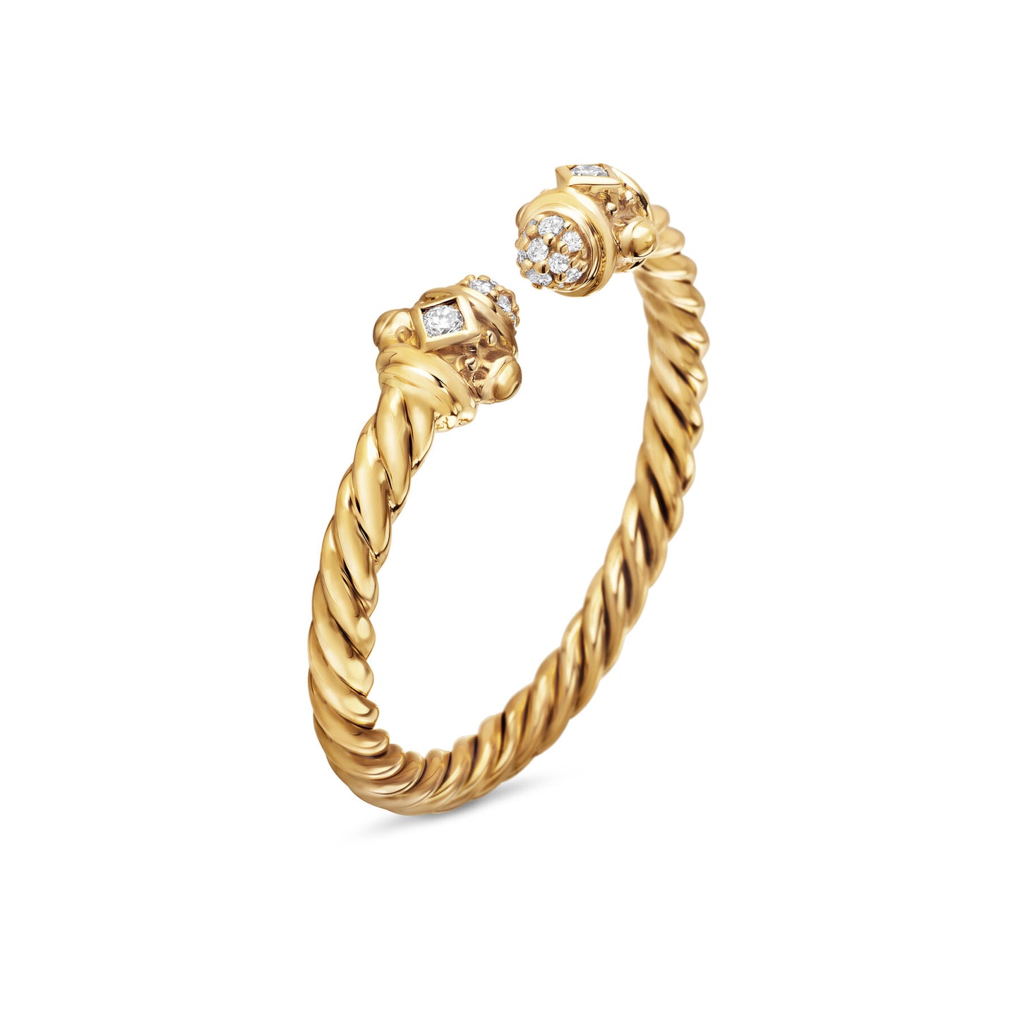 Renaissance Ring in 18K Yellow Gold with Pavé Diamonds