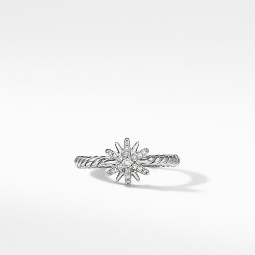 Petite Starburst Station Ring with Pavé Diamonds