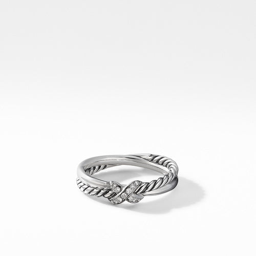 Petite X Ring with Pavé Diamonds