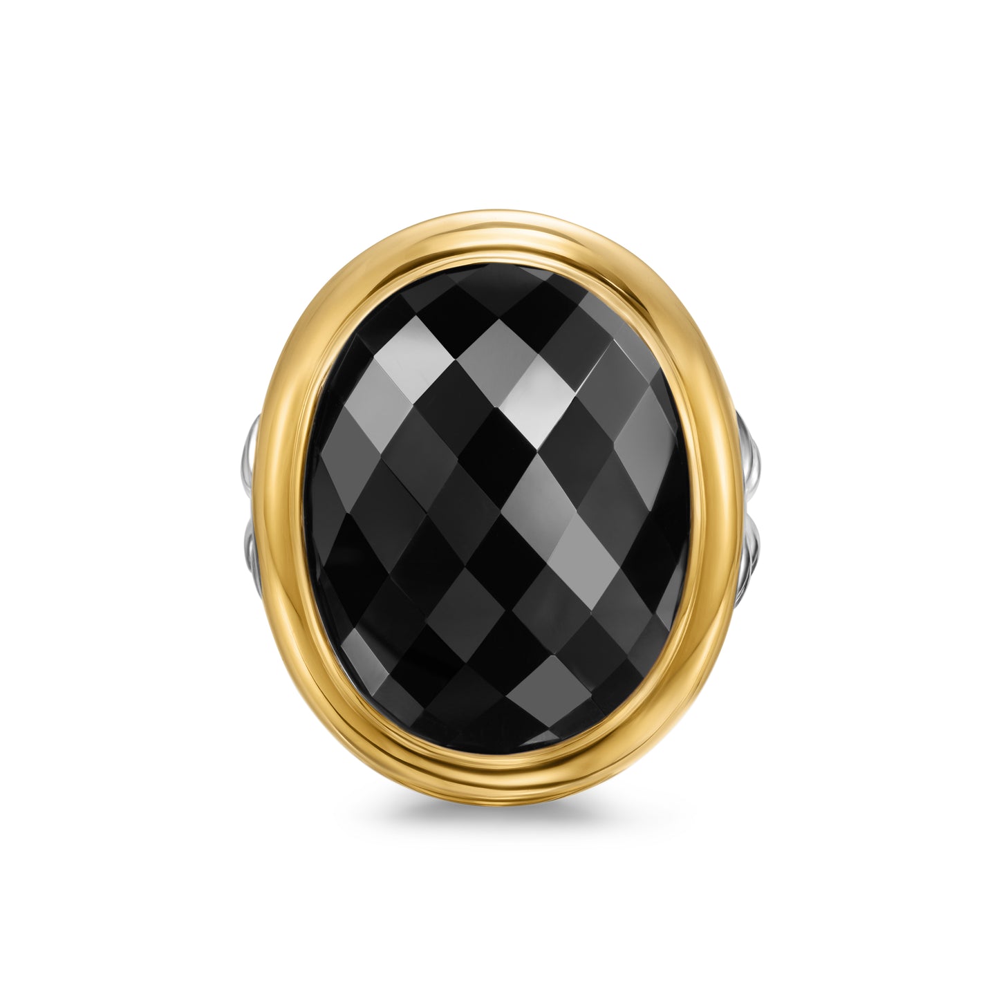 Albion® Oval Ring in Sterling Silver with 18K Yellow Gold and Black Onyx, 21mm