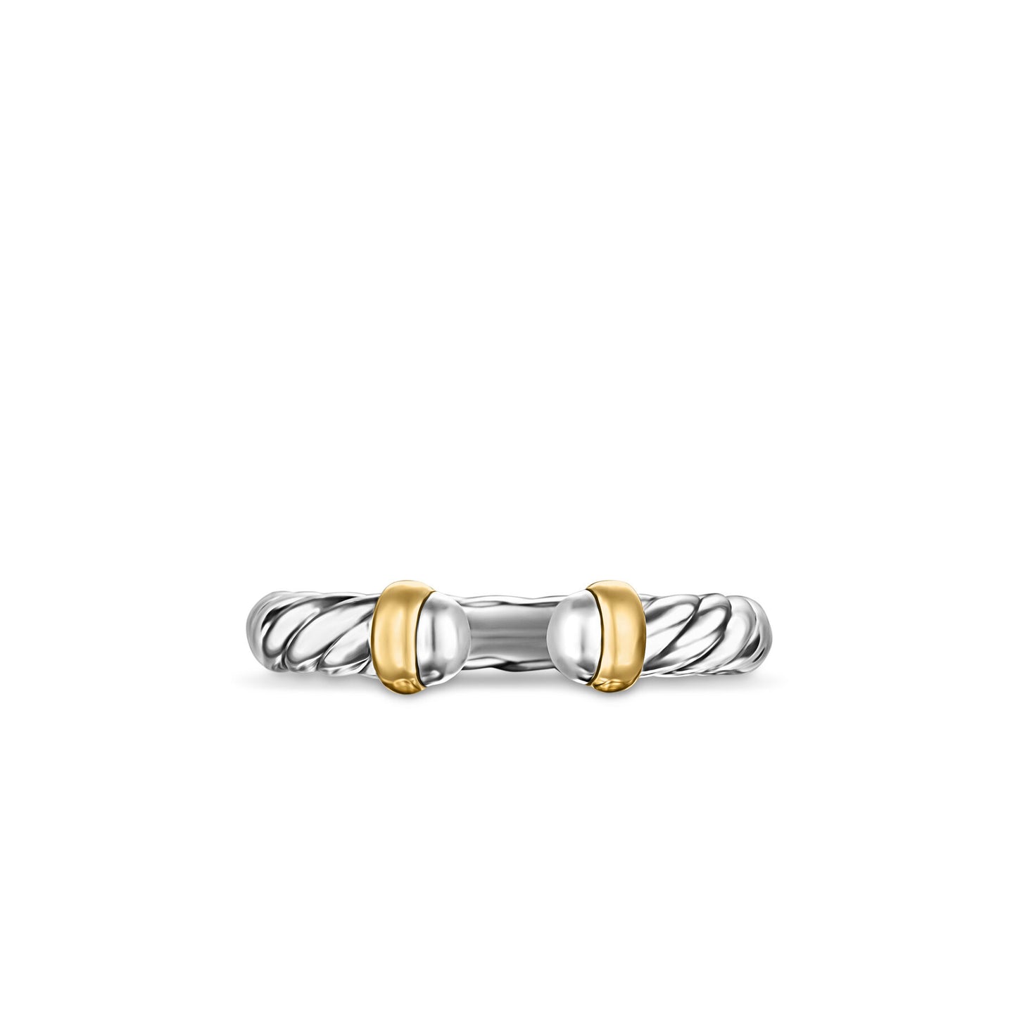 Petite Cable Ring in Sterling Silver with 14K Yellow Gold, 3.4mm